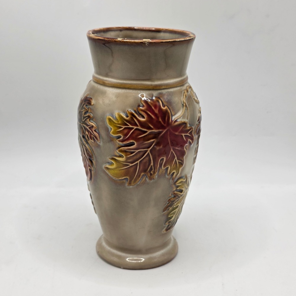 Vintage Ceramic‎ Leaf Vase Autumn Fall Decor Embossed Maple Leaves Brown - Picture 2 of 11